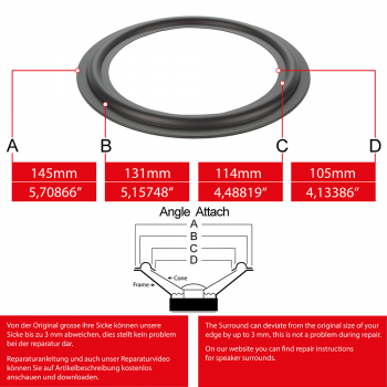 5" - 145mm Speaker Rubber Surround - Edge